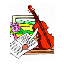 Violin Still Life with music graphic design Postcard