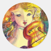 VIOLINIST,VIOLIN  AND CAT STICKERS