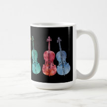 Violoncelles multicolores tasse à café