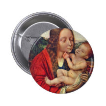 Virgin And Child In A Landscape Pinback Button