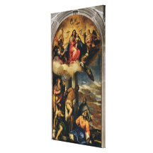 Virgin and Child with angel musicians and Saints Gallery Wrapped Canvas