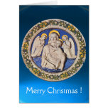 VIRGIN AND CHILD WITH ANGELS, Round Blue Sapphire Greeting Cards