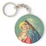 Virgin Mary and Baby Jesus Religious Keychain