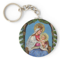 Virgin Mary and Baby Jesus Religious Keychain
