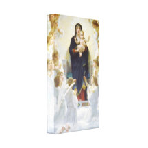Virgin Mary and Jesus with angels Gallery Wrapped Canvas
