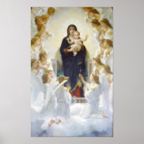 Virgin Mary and Jesus with angels Poster