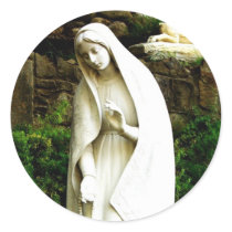 Virgin Mary Garden Statue Round Sticker