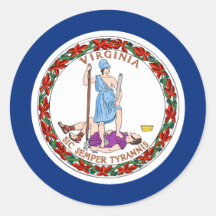 Virginia Flag Round Stickers