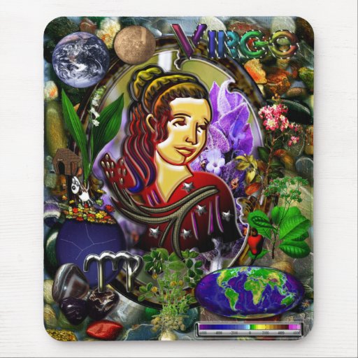 Virgo Zodiac Art With Elements Mouse Pads