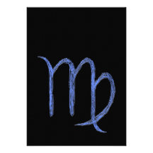 Virgo. Zodiac Astrological Sign. Blue. Invite