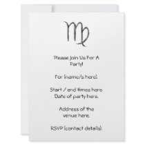 Virgo. Zodiac Astrology Sign. Black. Custom Invite
