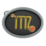 VIRGO ZODIAC BIRTHDAY JEWEL GREY AGATE Gold Black Belt Buckle