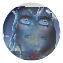 VISAGE BLEU OCEAN.png Assiette Pour Soirée