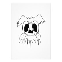Visage de chien de bande dessinée invitations personnalisées