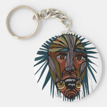 Visage de vaudou porte-clefs