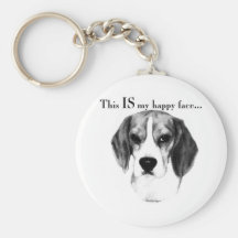Visage heureux de beagle porte-clefs