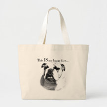 Visage heureux de bouledogue sacs