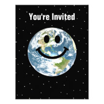 Visage heureux de smiley de la terre invitation
