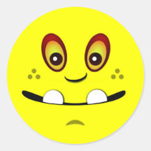 Visage jaune mignon de monstre avec un Underbite Autocollants