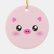 Visage mignon de porc - minimalisme de kawaii ornement