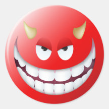 Visage souriant 2 de diable adhésifs ronds