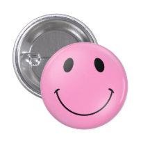 Visage souriant rose pin's avec agrafe