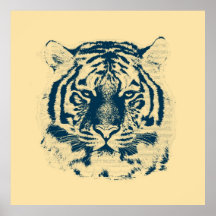 Visage vintage de tigre posters