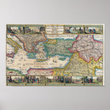 Vischer, reproduction 1642 de la Terre Sainte de N Affiches