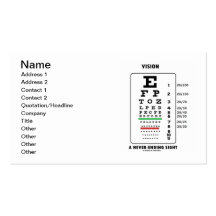 Vision A Never-Ending Sight (Snellen Chart) Business Cards