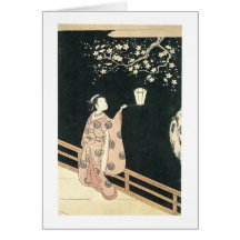 Visionnement de fleur de prune, Harunobu, 1760s Cartes De Vœux