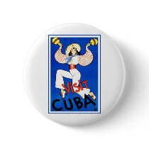 Visit Cuba Vintage Travel Art Pinback Button