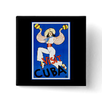 Visit Cuba Vintage Travel Art Button
