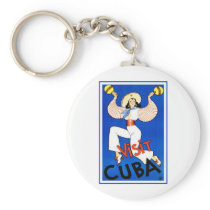 Visit Cuba Vintage Travel Art Key Chains