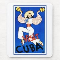 Visit Cuba Vintage Travel Art Mouse Pads