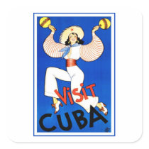 Visit Cuba Vintage Travel Art Sticker