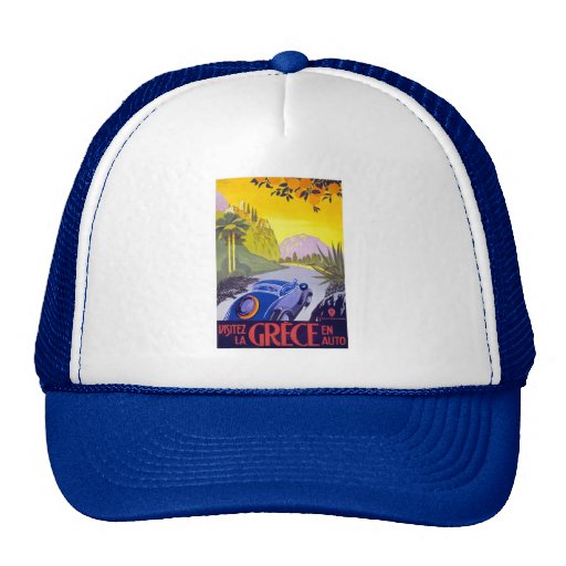 Visit Greece By Car - Vintage Travel Hats
