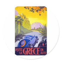 Visit Greece By Car - Vintage Travel Sticker