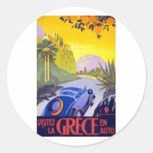 Visit Greece By Car - Vintage Travel Sticker
