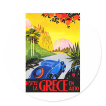 Visit Greece ~ Vintage Automobile Travel Ad Sticker