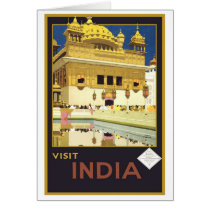 Visit India Vintage Travel Art Greeting Card