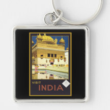 Visit India Vintage Travel Art Keychains