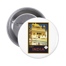 Visit India Vintage Travel Art Pinback Buttons