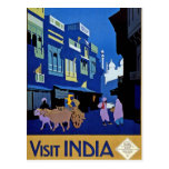 Visit India Vintage Travel Art Post Card