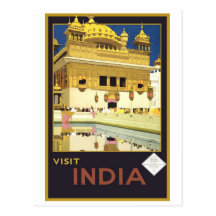 Visit India Vintage Travel Art Postcard