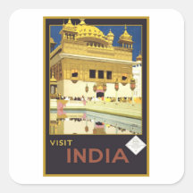 Visit India Vintage Travel Art Square Sticker