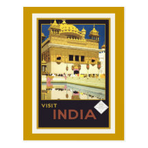 "Visit India" Vintage Travel Poster Postcard
