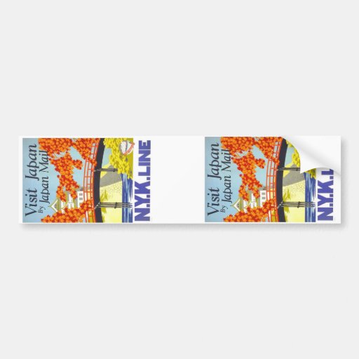 Visit Japan Vintage Travel Art Bumper Stickers