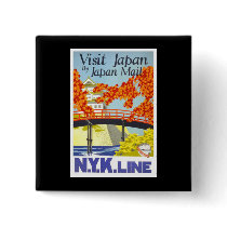 Visit Japan Vintage Travel Art Pinback Buttons