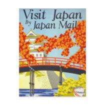 Visit Japan Vintage Travel Art Post Cards