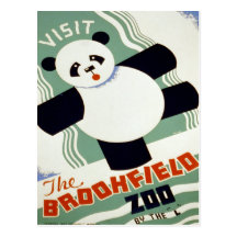 Visit the Brookfield Zoo Vintage WPA Poster Post Card
